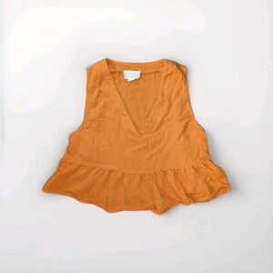 Babydoll Crop Top  Sleeveless Ruffle Hem Burnt Orange Women’s M Loveriche Boho